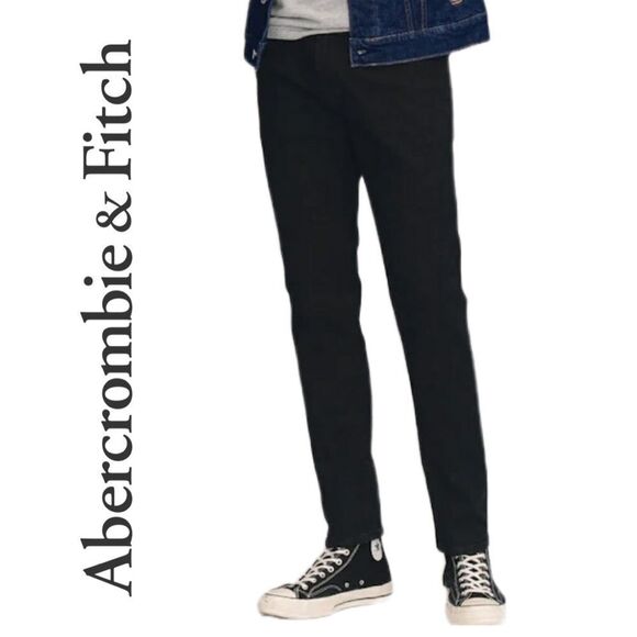 Abercrombie & Fitch‎ Men’s Langdon Slim Stretch Black Jeans - Size 34 x 32 - Picture 1 of 3
